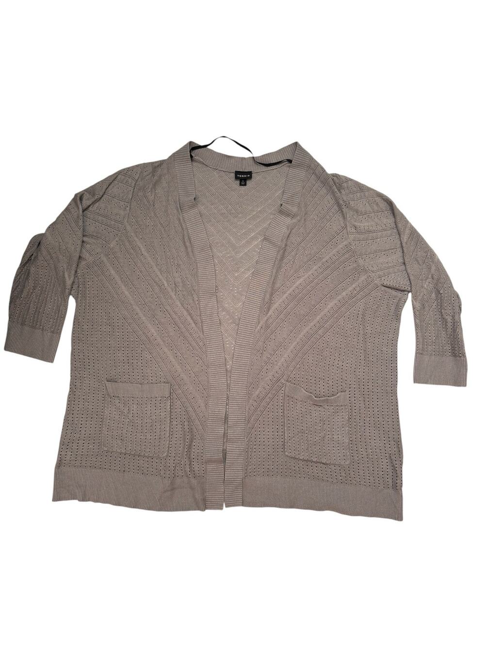TORRID Eyelet Weave Open Cardigan in Metal Gray Size 5 5X Womens Sweater